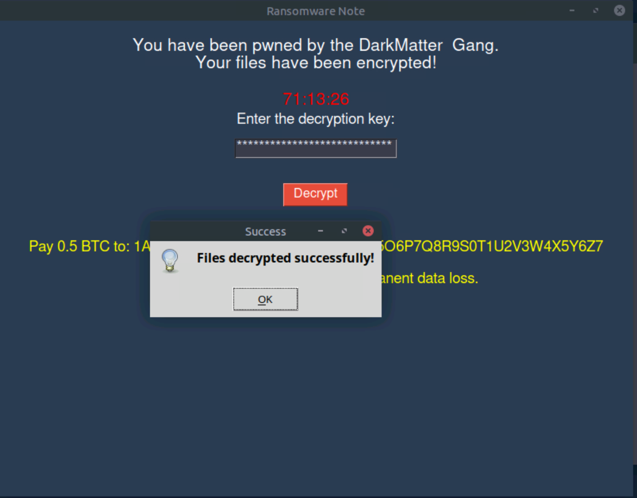 Successful decryption