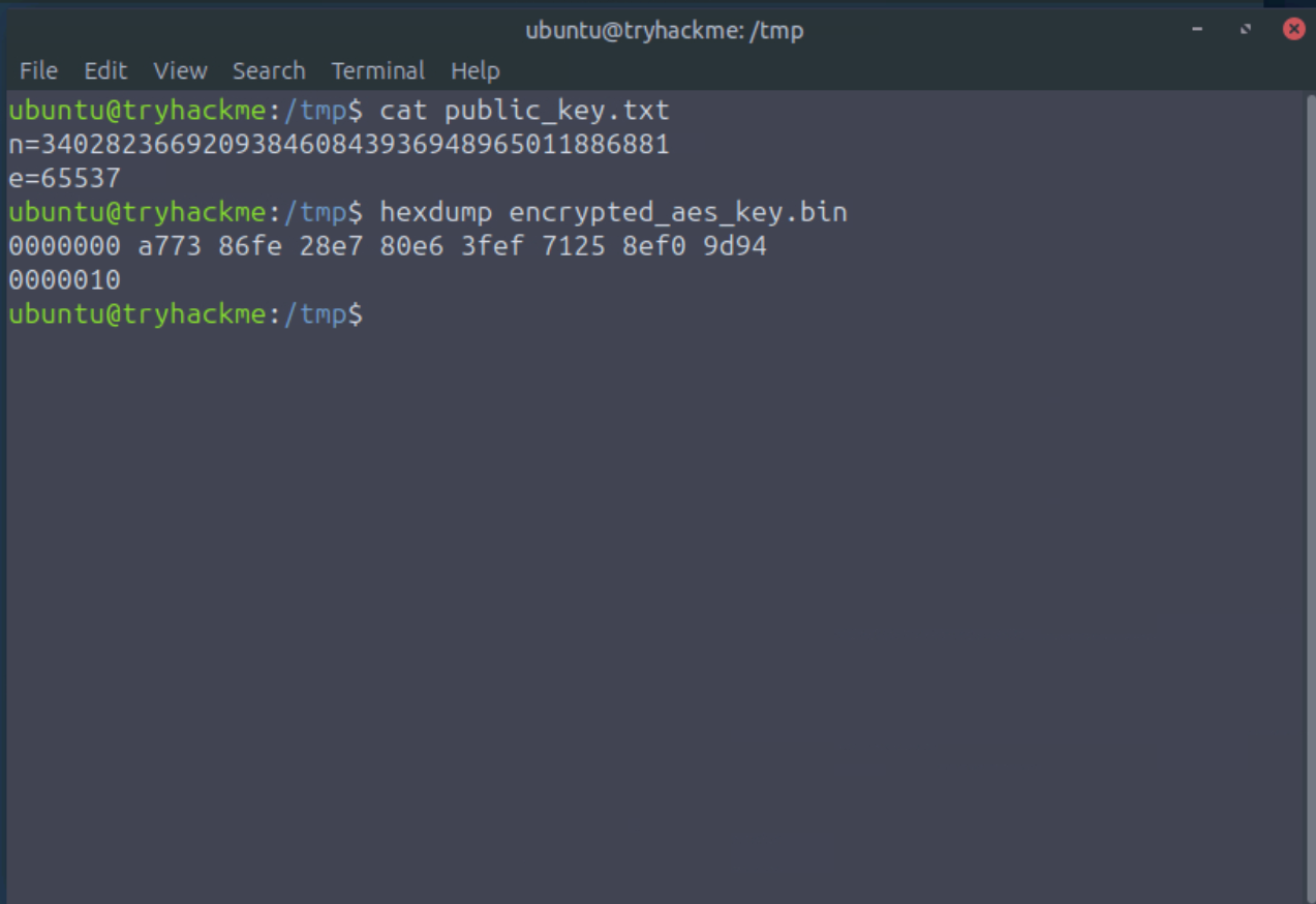 Public key and encrypted AES key